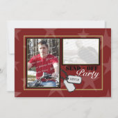 軍隊の遠くにパーティー金ゴールドと赤 招待状 (裏面)