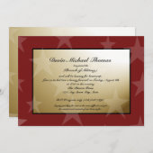 軍隊の遠くにパーティー金ゴールドと赤 招待状 (正面/裏面)