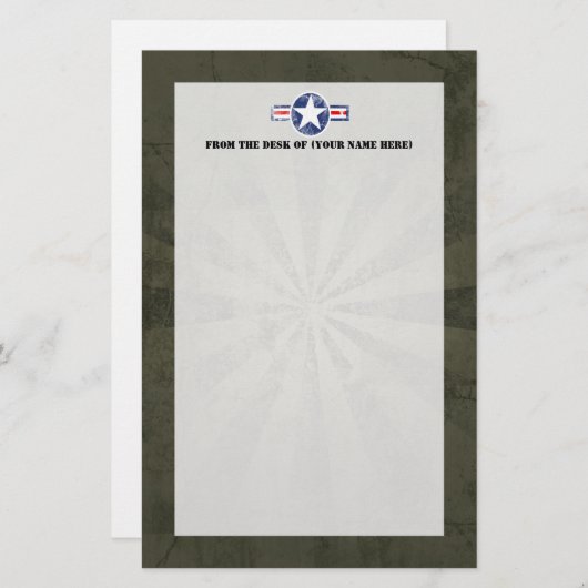 軍隊の飛行隊のヴィンテージ 便箋 (正面/裏面)