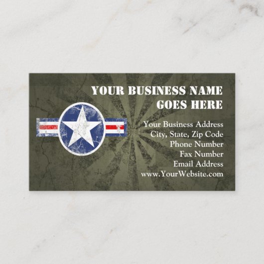 軍隊の飛行隊のヴィンテージ 名刺 (正面)