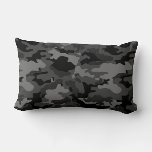 軍隊の黒い迷彩柄のカムフラージュ#2の枕枕 ランバークッション (裏面)