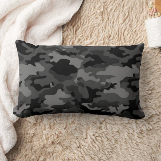 軍隊の黒い迷彩柄のカムフラージュ#2の枕枕 ランバークッション (ブランケット)
