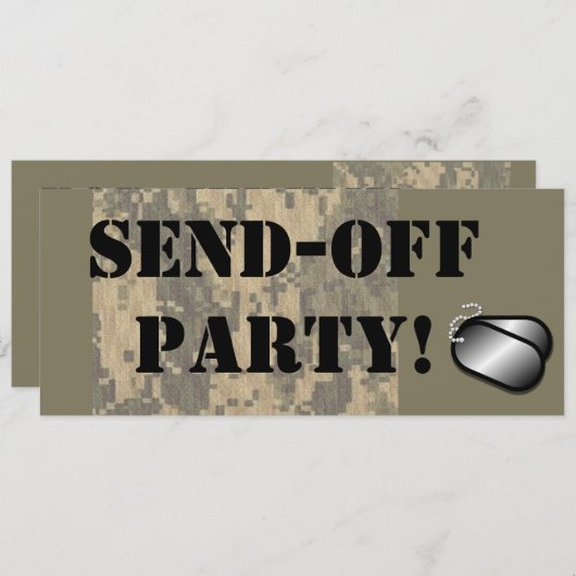 軍隊はパーソナライズなパーティーのカスタムを離れて送ります 招待状 (正面/裏面)