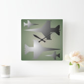 軍隊は柱時計を平にします スクエア壁時計 (ホーム)