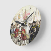 軍隊を再び集めているエリザベス女王一世(1530-1603年) ラウンド壁時計 (傾斜)