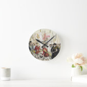 軍隊を再び集めているエリザベス女王一世(1530-1603年) ラウンド壁時計 (ホーム)