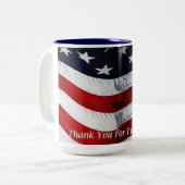 軍隊を支援アメリカ国旗のカスタマイズ ツートーンマグカップ (正面左)