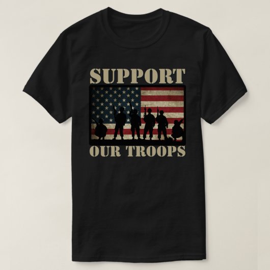 軍隊を支援米国国旗 Tシャツ (デザイン正面)