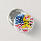 軍隊を支援黄認識度リボン小 缶バッジ (正面&裏面)