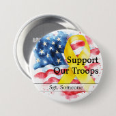 軍隊を支援黄認識度リボン(大) 缶バッジ (正面&裏面)