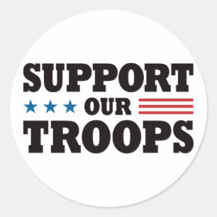 軍隊を支援 – 黒 ラウンドシール