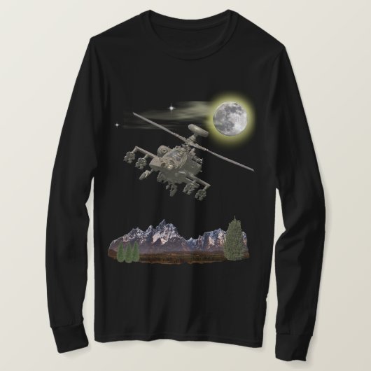 軍隊アパッチヘリコプタTシャツ Tシャツ (デザイン正面)