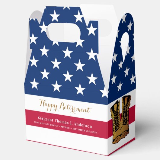 軍隊アメリカ国旗のブーツ退職パーティー フェイバーボックス (オープン)