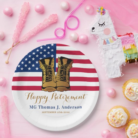 軍隊アメリカ国旗のブーツ退職パーティー ペーパープレート (パーティー)