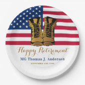 軍隊アメリカ国旗のブーツ退職パーティー ペーパープレート (正面)