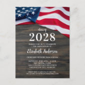 軍隊アメリカ国旗の愛国的な卒業 インビテーションポストカード (正面)