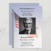 軍隊アメリカ国旗の葬儀の記念式典 招待状 (正面/裏面)