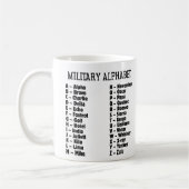 軍隊アルファベットふりがなコード、アルファブラボー… コーヒーマグカップ (左)