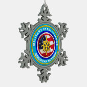 軍隊インテリジェンス退役軍人保存器 スノーフレークピューターオーナメント (左)