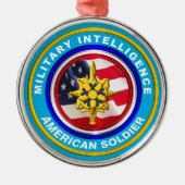 軍隊インテリジェンス退役軍人記念クリスマス メタルオーナメント (正面)