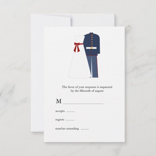 軍隊ウェディングRSVPカード 出欠カード (正面)