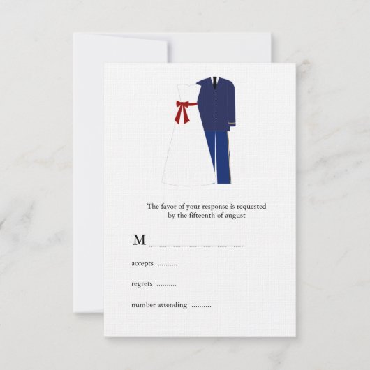 軍隊ウェディングRSVPカード 出欠カード (正面)