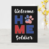 軍隊ウェルカムホームソルジャードッグポープリント カード (黄色い花)