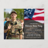 軍隊ウェルカムホームパーティーアメリカン国旗 インビテーションポストカード (正面)