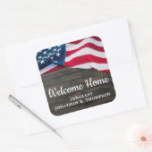 軍隊ウェルカムホームパーティーアメリカ国旗 スクエアシール (封筒)