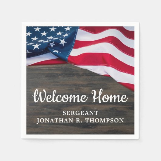 軍隊ウェルカムホームパーティーアメリカ国旗 スタンダードカクテルナプキン (正面)