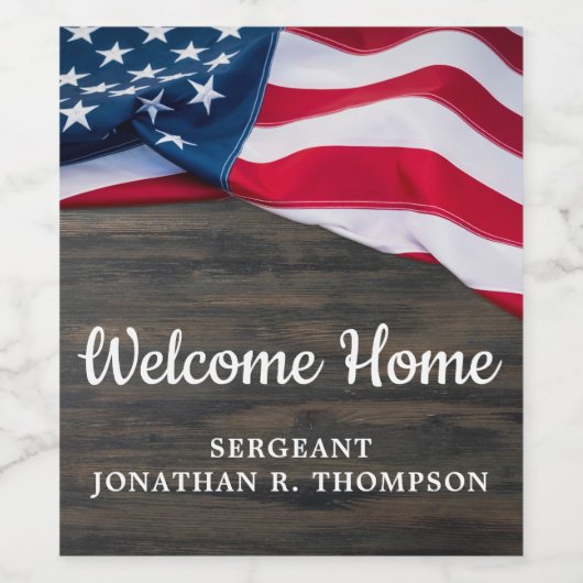 軍隊ウェルカムホームパーティーアメリカ国旗 ワインラベル (シングルラベル)