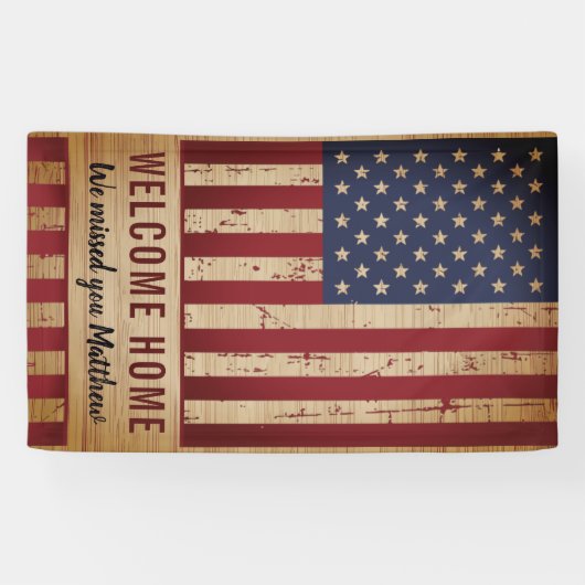軍隊ウェルカムホームパーティーア素朴メリカ国旗 横断幕 (横)