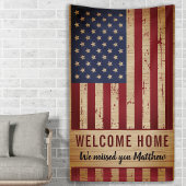 軍隊ウェルカムホームパーティーア素朴メリカ国旗 横断幕
