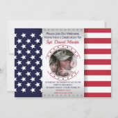 軍隊ウェルカムホームパーティーフラグフォト招待状 招待状 (正面)