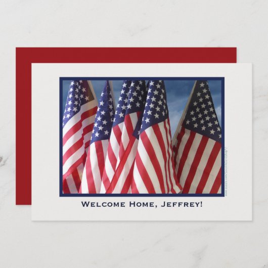 軍隊ウェルカムホームパーティー,アメリカンフラッグ 招待状 (正面/裏面)
