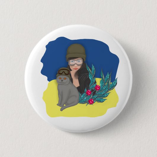 軍隊ウクライナウーマン 缶バッジ (正面)