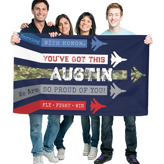 軍隊エアフォースジェット行遠くにく別れのパーティー 横断幕