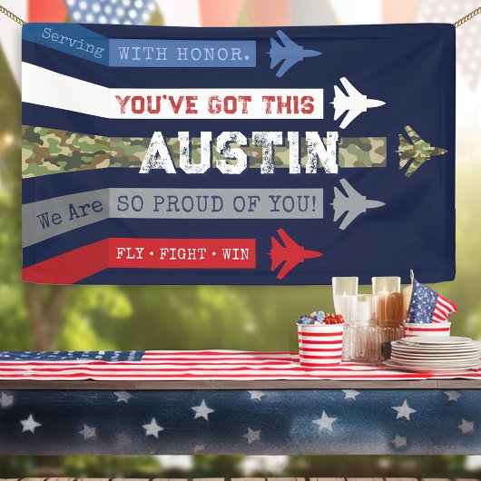 軍隊エアフォースジェット行遠くにく別れのパーティー 横断幕