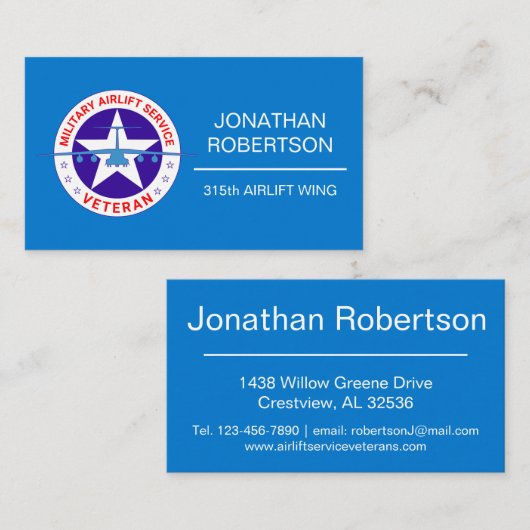 軍隊エアリフトサービス退役軍人カスタマイズ 名刺 (正面/裏面)