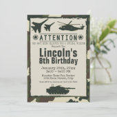 軍隊カモフラージバースデーパーティーアーミー招待状 招待状 (スタンド正面)