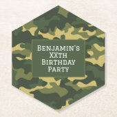 軍隊カモフラージバースデーパーティーテーマカスタム ラウンドペーパーコースター (正面)