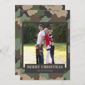 軍隊カモフラージュ迷彩柄クリスマスファミリーフォト シーズンカード (正面/裏面)