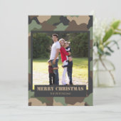 軍隊カモフラージュ迷彩柄クリスマスファミリーフォト シーズンカード (スタンド正面)