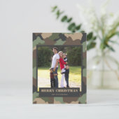軍隊カモフラージュ迷彩柄クリスマスファミリーフォト シーズンポストカード (スタンド正面)