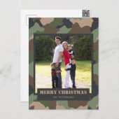 軍隊カモフラージュ迷彩柄クリスマスファミリーフォト シーズンポストカード (正面/裏面)