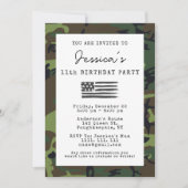 軍隊カモフラージュUSA国旗の写真誕生日 招待状 (正面)