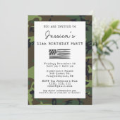 軍隊カモフラージュUSA国旗の写真誕生日 招待状 (スタンド正面)