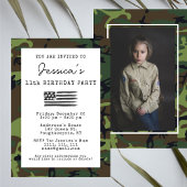 軍隊カモフラージュUSA国旗の写真誕生日 招待状