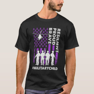 軍隊キッズアダルトパープル米国国旗の月軍隊 Tシャツ