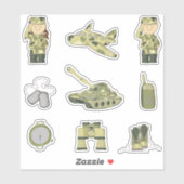 軍隊キッズエデュケーショナルグリーン迷彩柄 シール (シート)